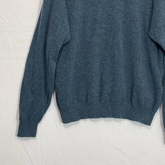 Lands End Vintage V-Neck Sweater Mens Large Blue 100% Lambswool Grandpa Cottage - Picture 10 of 10